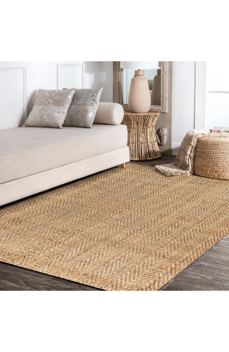 JONATHAN Y Espina Hand Woven Herringbone Chunky Jute Area Rug, Alternate, color, Natural