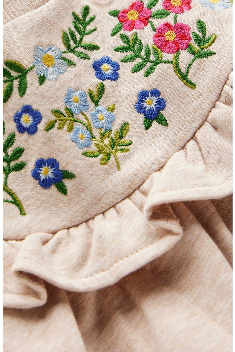 Kids' Floral Embroidered Cotton Sweatshirt Dress, Alternate, color, OATMEAL MARL