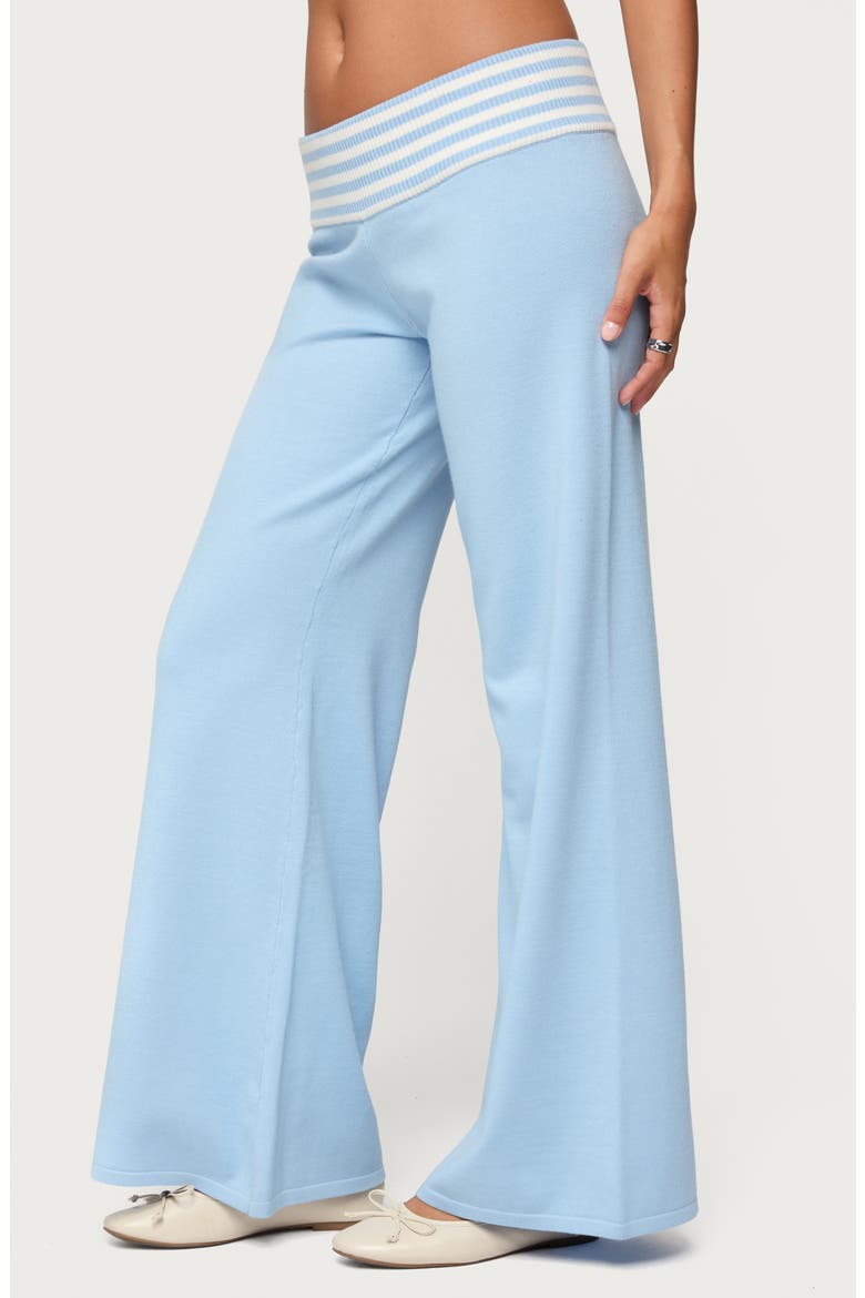 Clarisse Stripe Foldover Pants, Alternate, color, LIGHT-BLUE