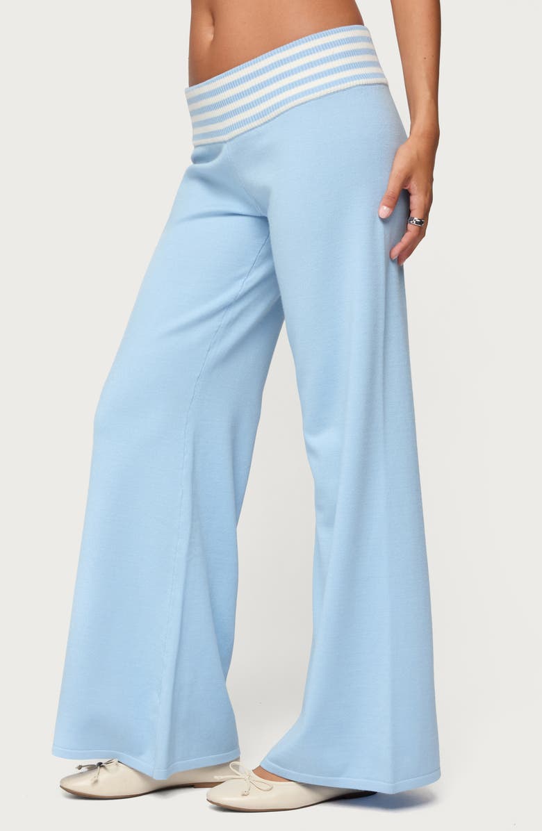 EDIKTED Clarisse Stripe Foldover Pants, Alternate, color, Light-Blue