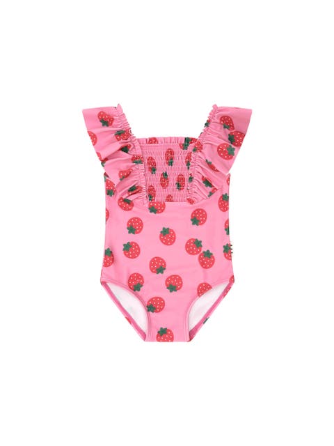Strawberry Fields Forever Shirred Swimsuit (Toddler, Little Kid, Big Kid)