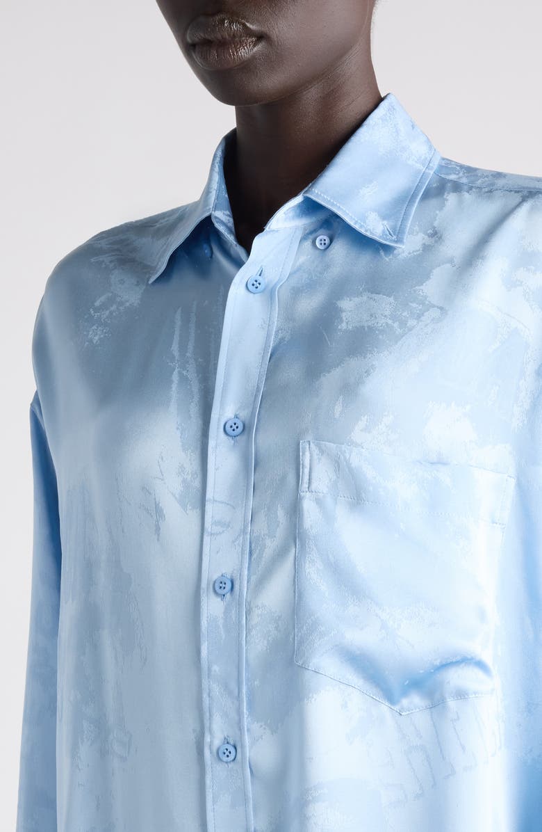 Balenciaga Washed Silk Cocoon Button-Up Shirt, Alternate, color, 5840 Baby Blue