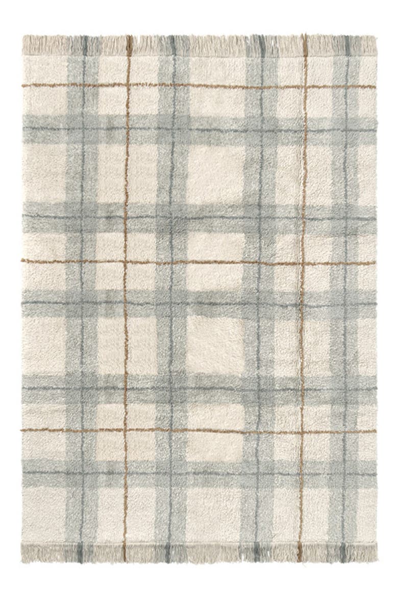 Tartan Washable Cotton Blend Area Rug, Main, color, BLUE SAGE NATURAL