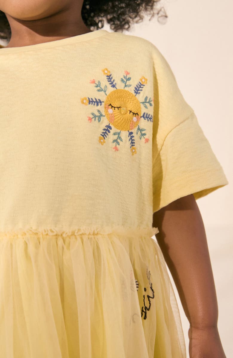 NEXT Kids' Embroidered Twofer Dress, Alternate, color, Yellow