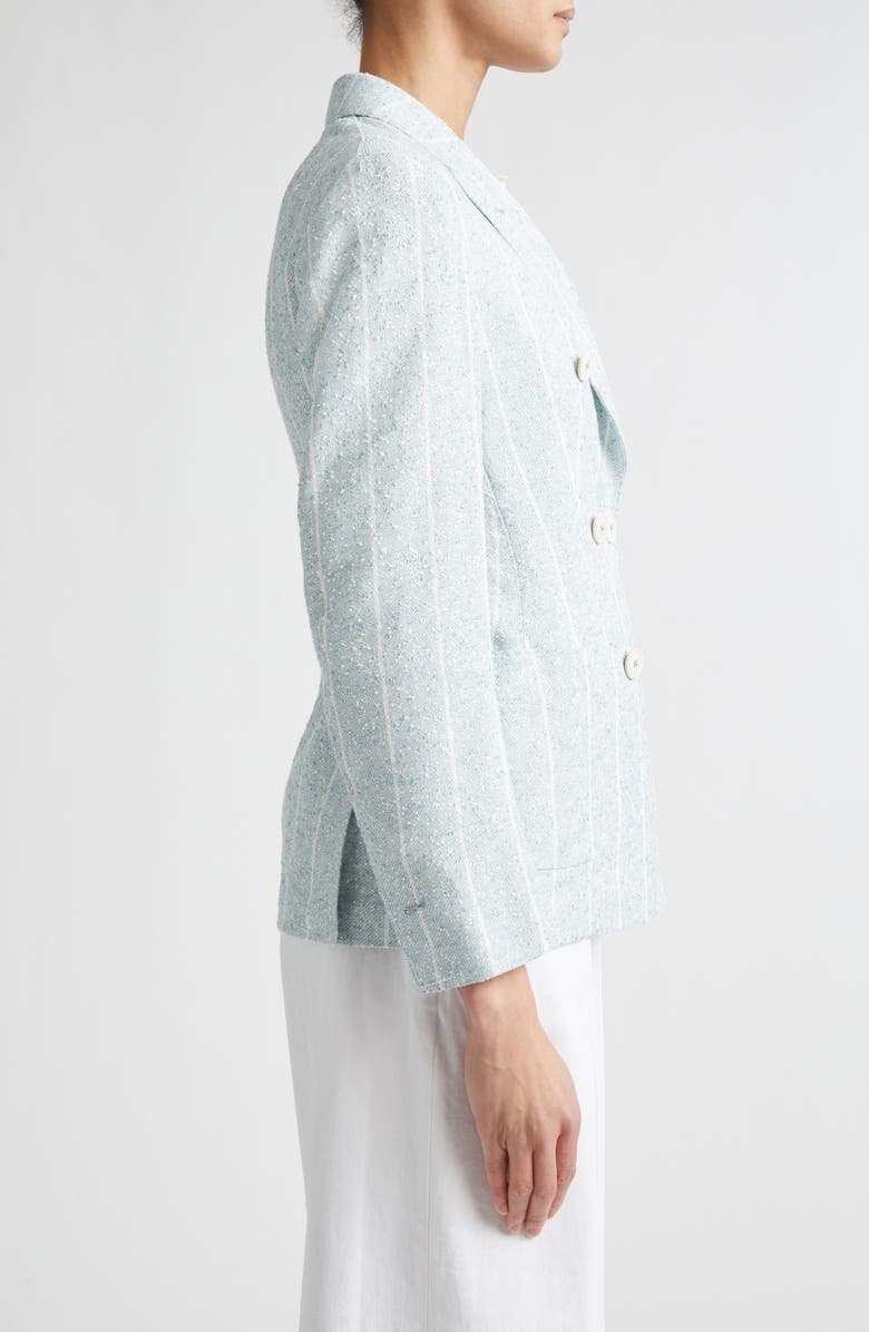 Eleventy Stripe Slubby Linen Blend Jacket, Alternate, color, Jade