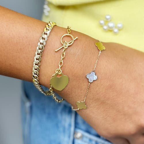 The Lovery Fine Jewelry Small Mother Of Pearl And Gold Clover Bracelet In Multi