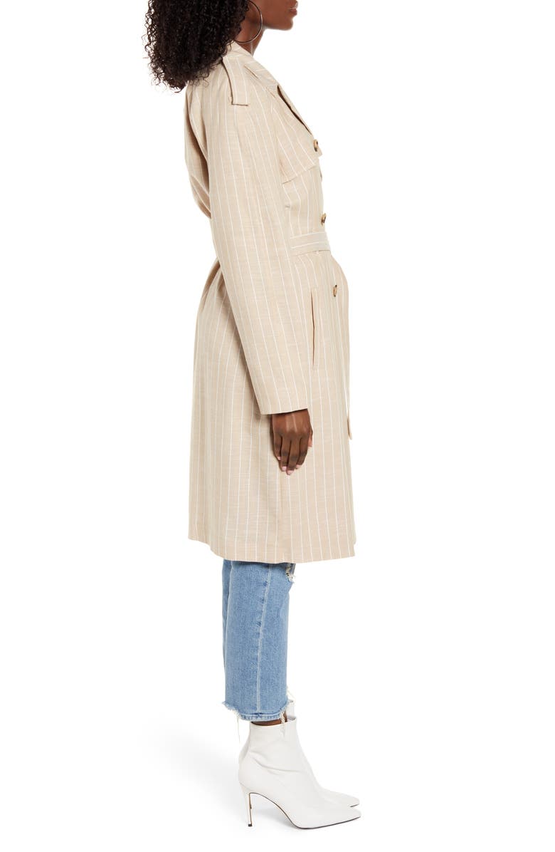 VERO MODA Poppy Kenzie Pinstripe Cotton Blend Trench Coat, Alternate, color,