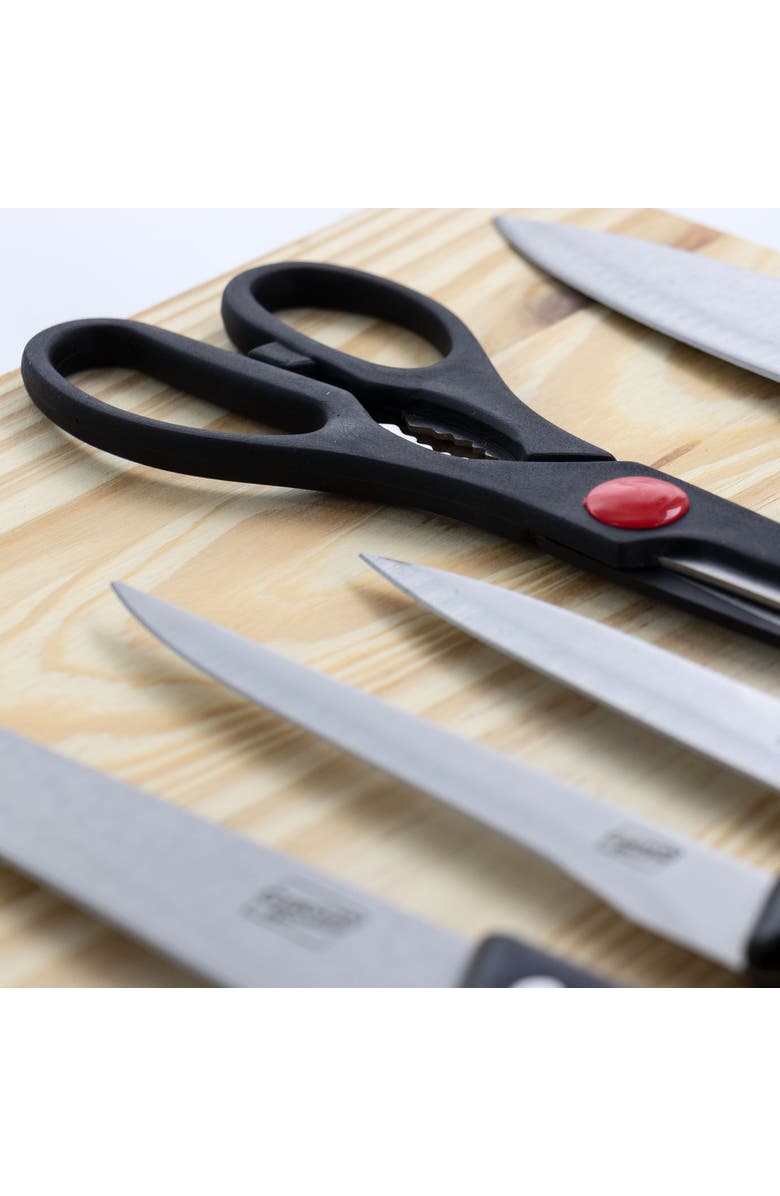 Gibson Home Wildcraft 10 Piece Cutlery Set with Wooden Cutting Board, Alternate, color, Black