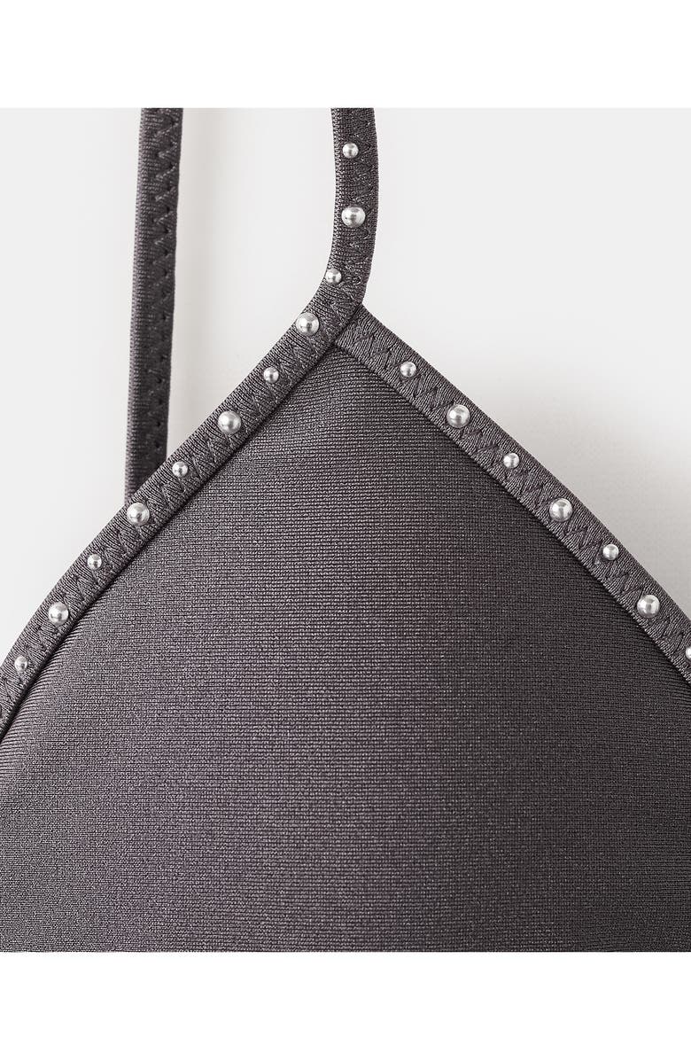 MANGO Studded Bikini Top, Alternate, color, Grey