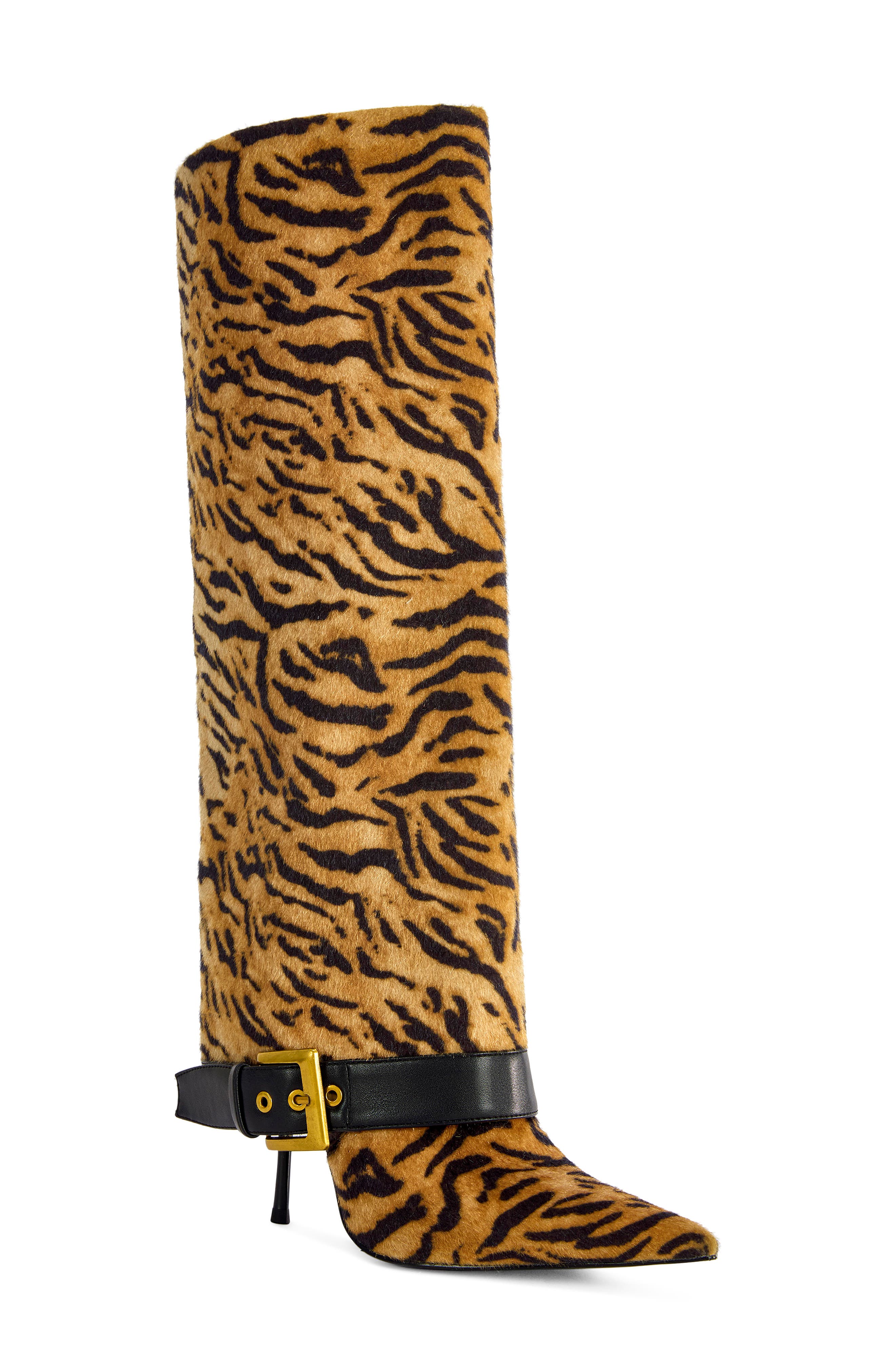 Just-Tiger Knee High Boot, Main, color, ORANGE MULTI