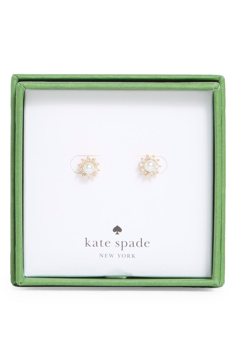 Kate Spade New York faux pearl flower stud earrings, Main, color, Cream/ Gold
