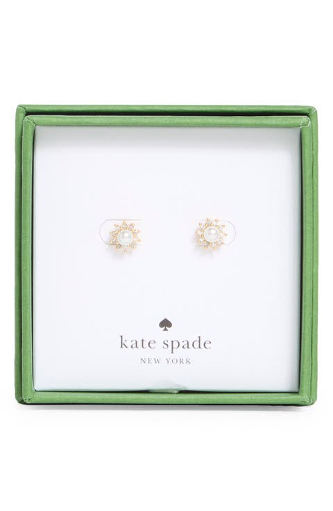 faux pearl flower stud earrings