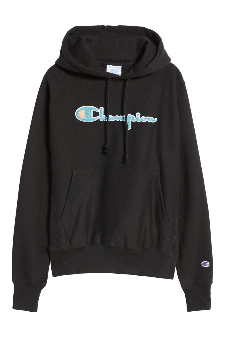 Boyfriend Logo Reverse Weave® Cotton Blend Fleece Hoodie, Alternate, color, BLACK