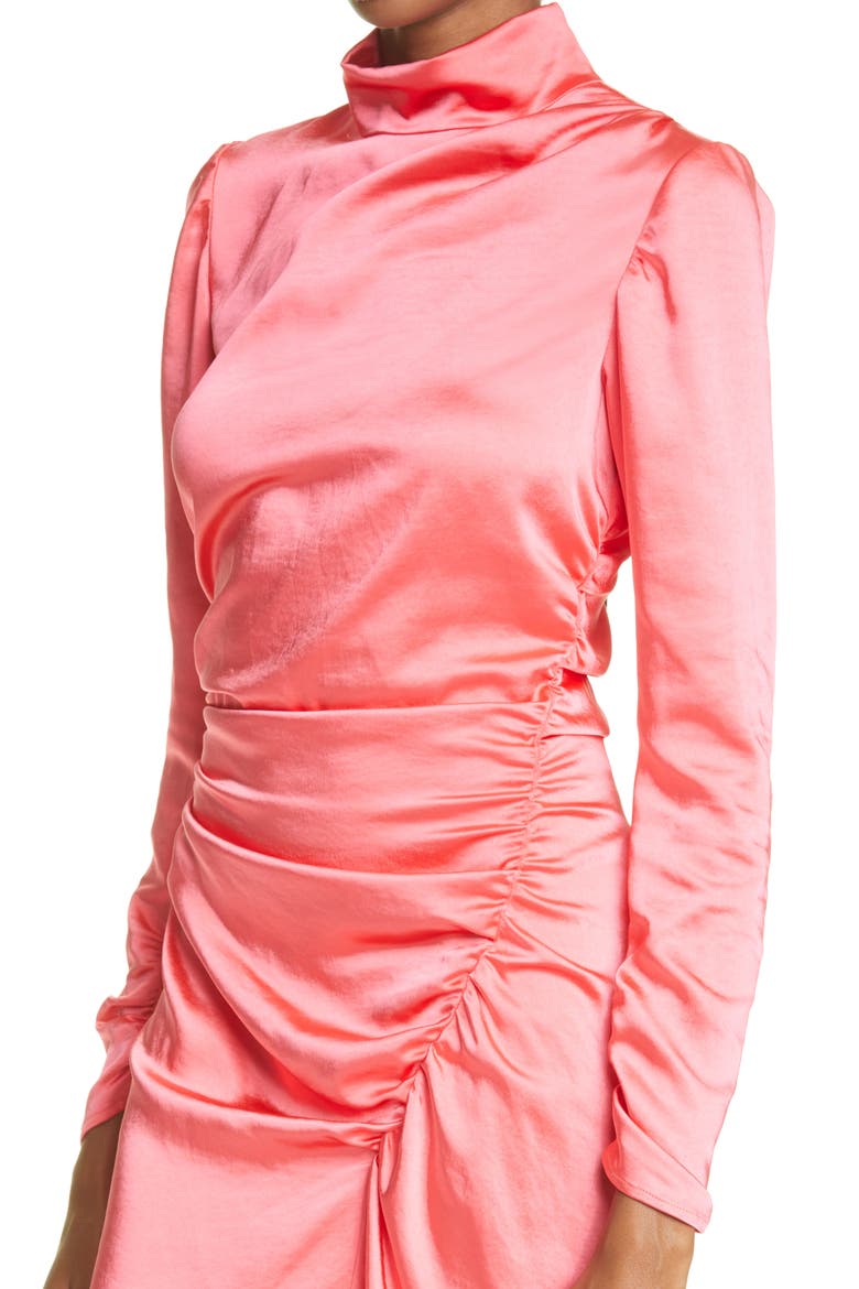 Joss Long Sleeve Ruched Dress, Alternate, color, HIBISCUS