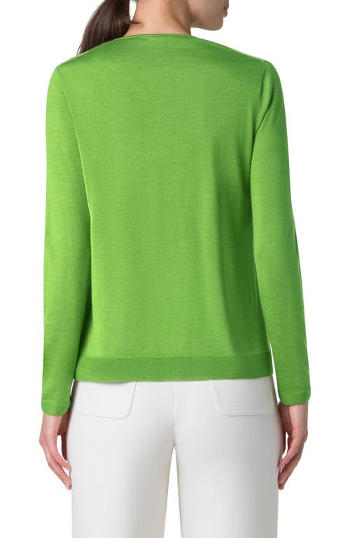 Akris Cashmere & Silk Fine Rib Sweater In Grass Green
