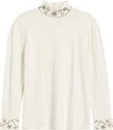 Anne Klein Embellished Mock Neck Sweater
