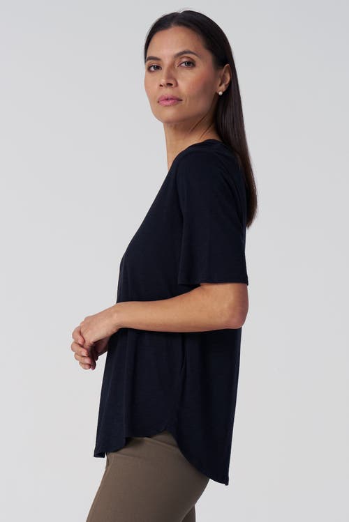 Franne Golde Slub Jersey V-neck Elbow Sleeve Tee