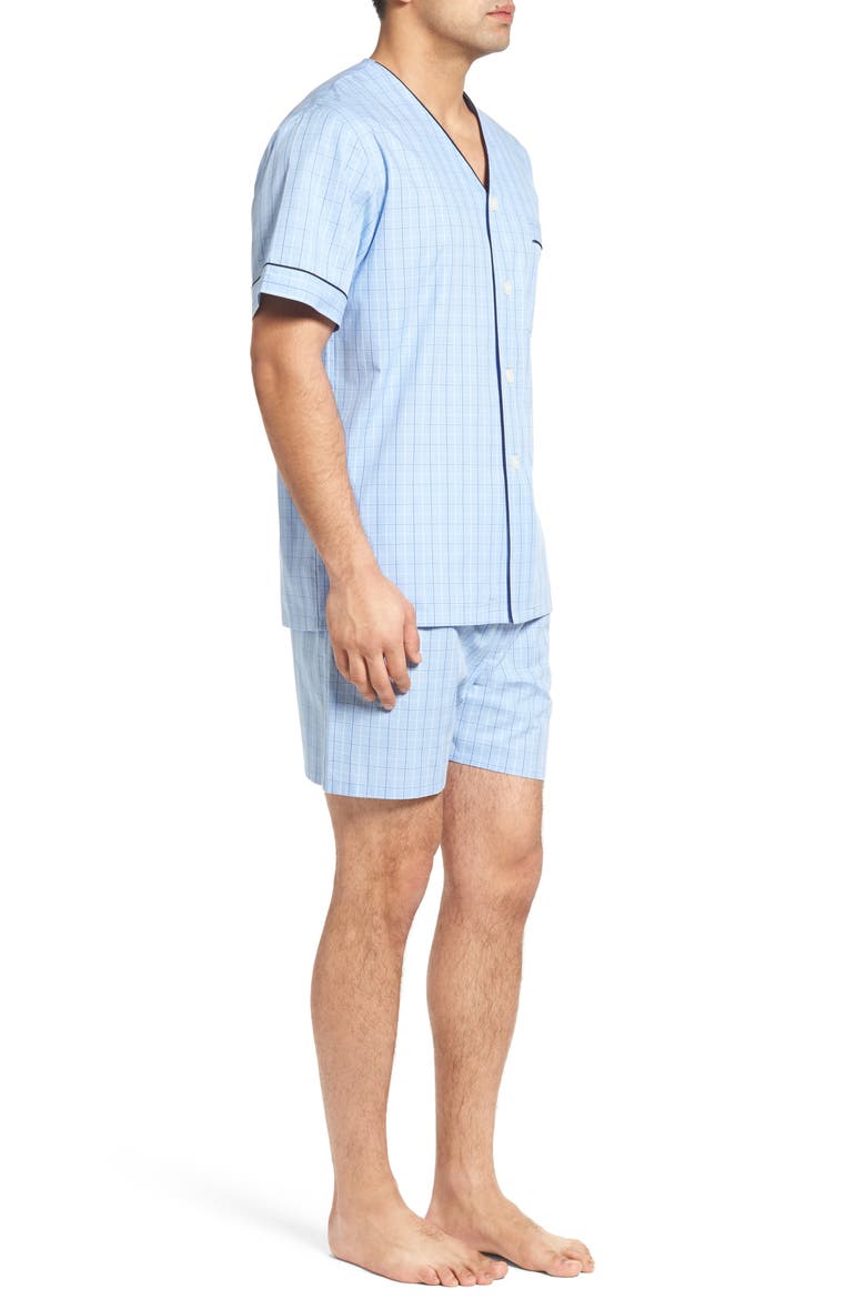 Cotton Short Pajamas, Alternate, color, LIGHT BLUE CHECK