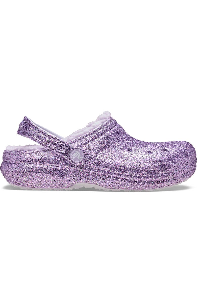 CROCS Kids' Classic Glitter Fleece Lined Clogs, Alternate, color,