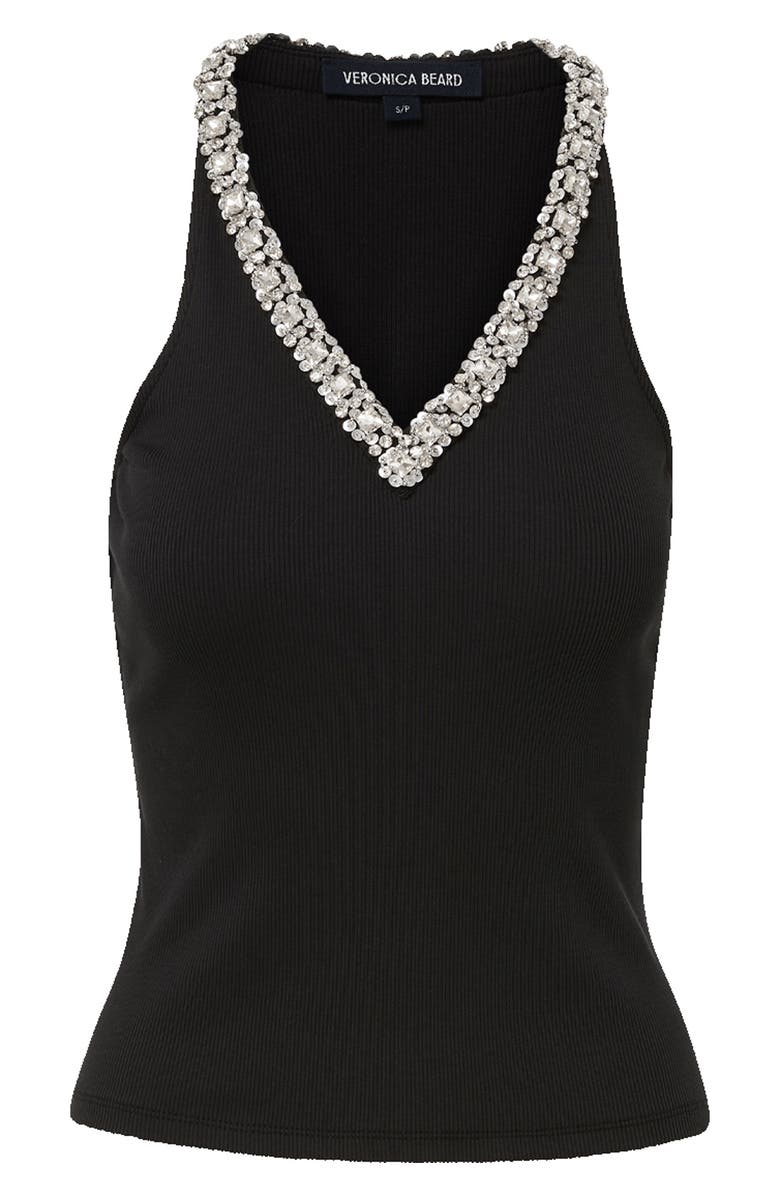 Veronica Beard Ayres Jeweled Tank, Alternate, color, Black