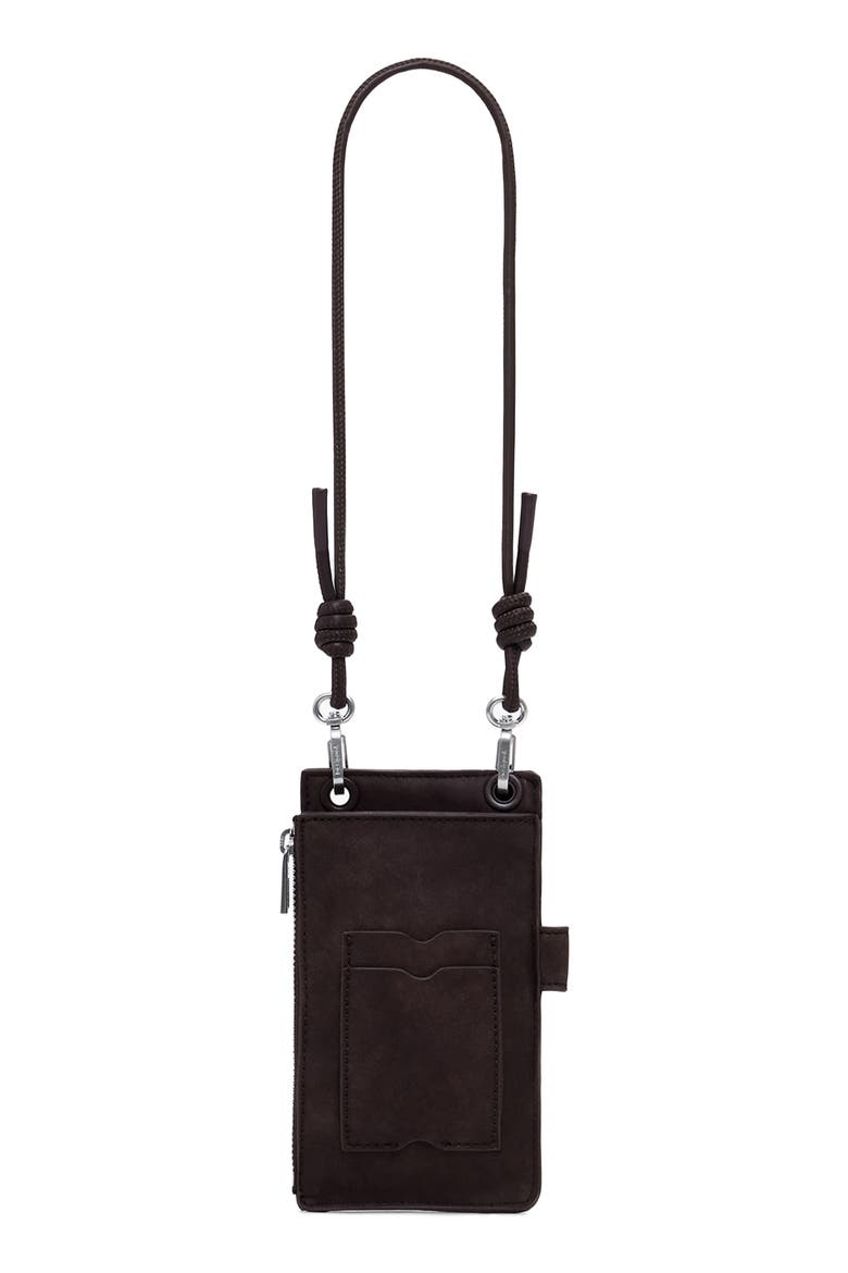 Faux Leather Crossbody Wallet, Alternate, color, DARK BROWN