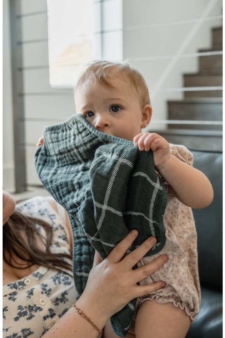 Assorted 2-Pack Cotton Muslin Burp Cloths, Alternate, color, EVERGREEN PLAID