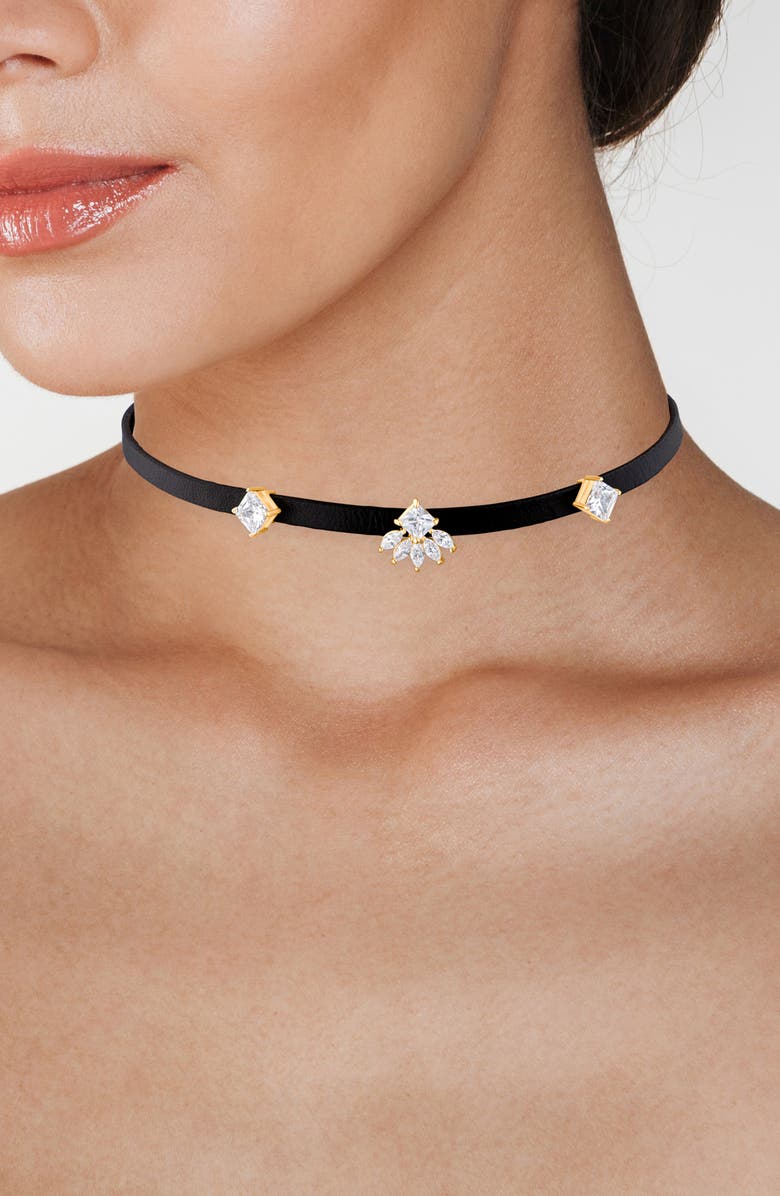 CZ by Kenneth Jay Lane Cubic Zirconia Station Choker Necklace, Alternate, color, 