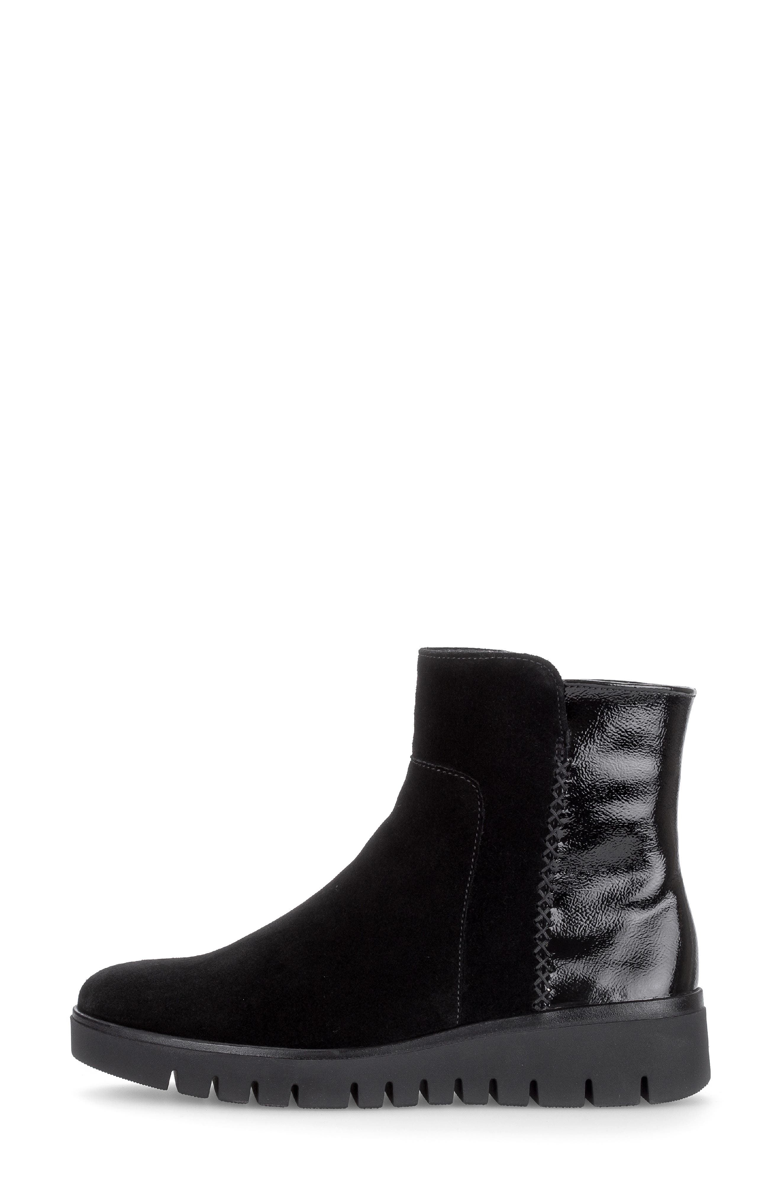 Sally Leather Wedge Bootie, Alternate, color, BLACK