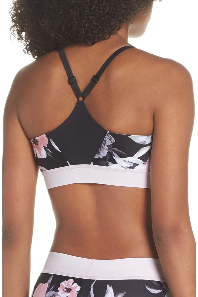 Sneak Peek Print Sports Bra, Alternate, color, BLACK CLASSIC FLORAL PRINT