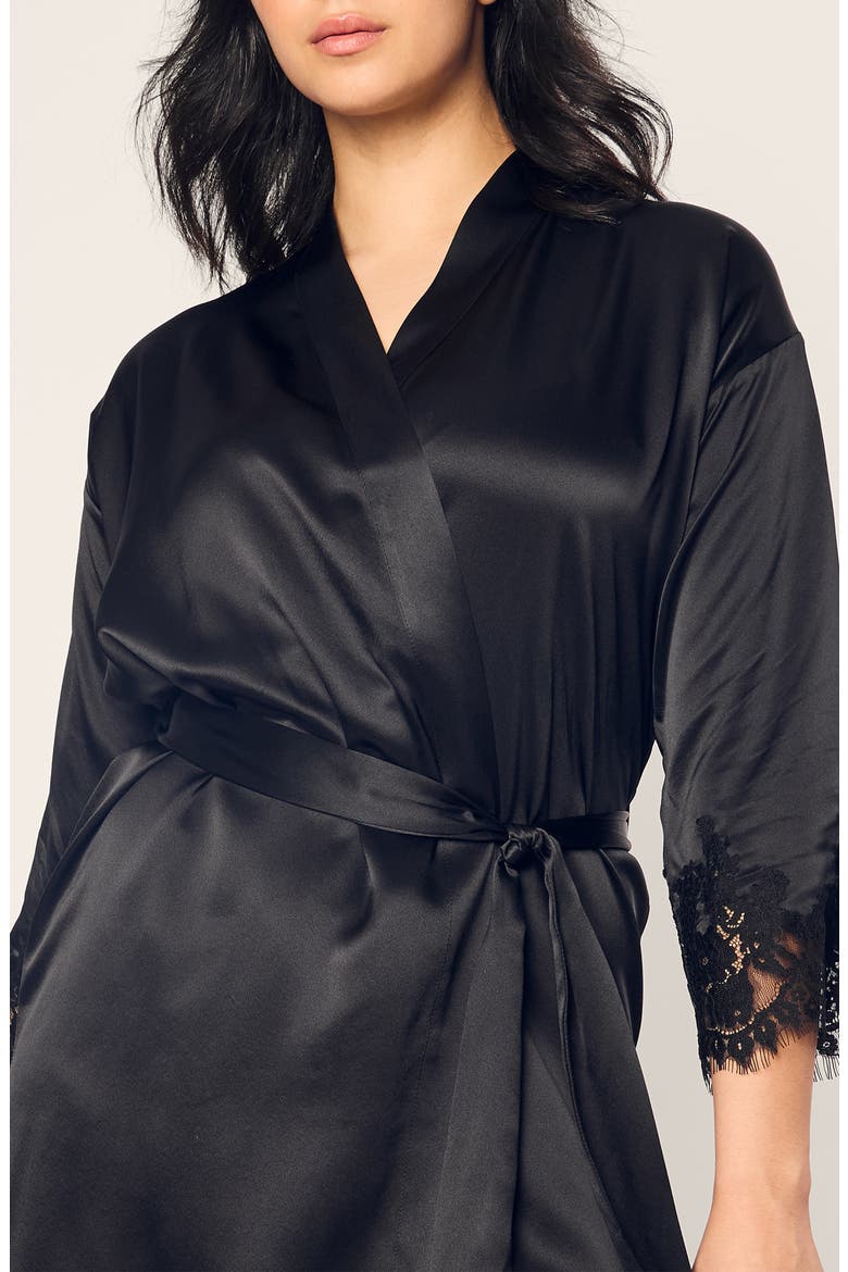 Silk Lace Robe, Alternate, color, BLACK