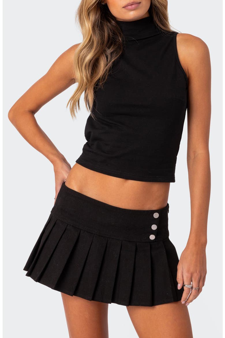 Mock Neck Open Back Crop Top, Main, color, BLACK