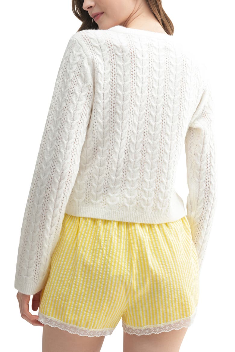 Cable Cardigan, Alternate, color, WHITE