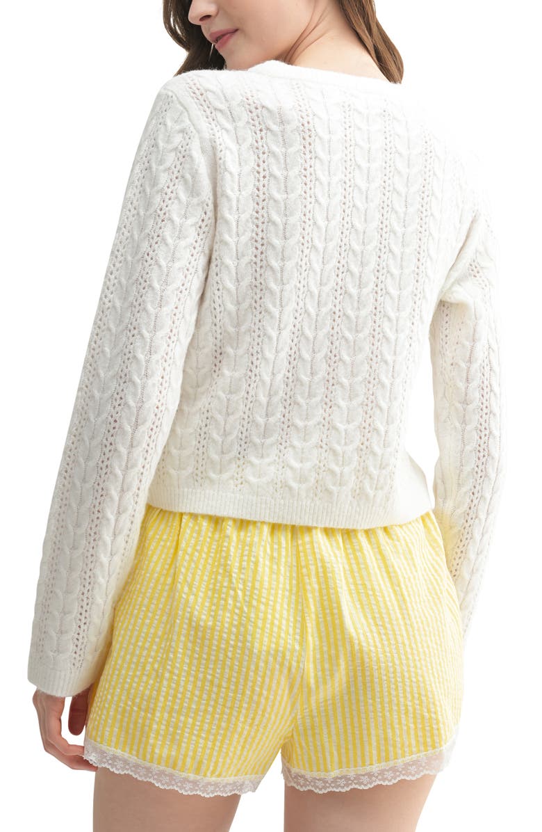 All in Favor Cable Cardigan, Alternate, color, White