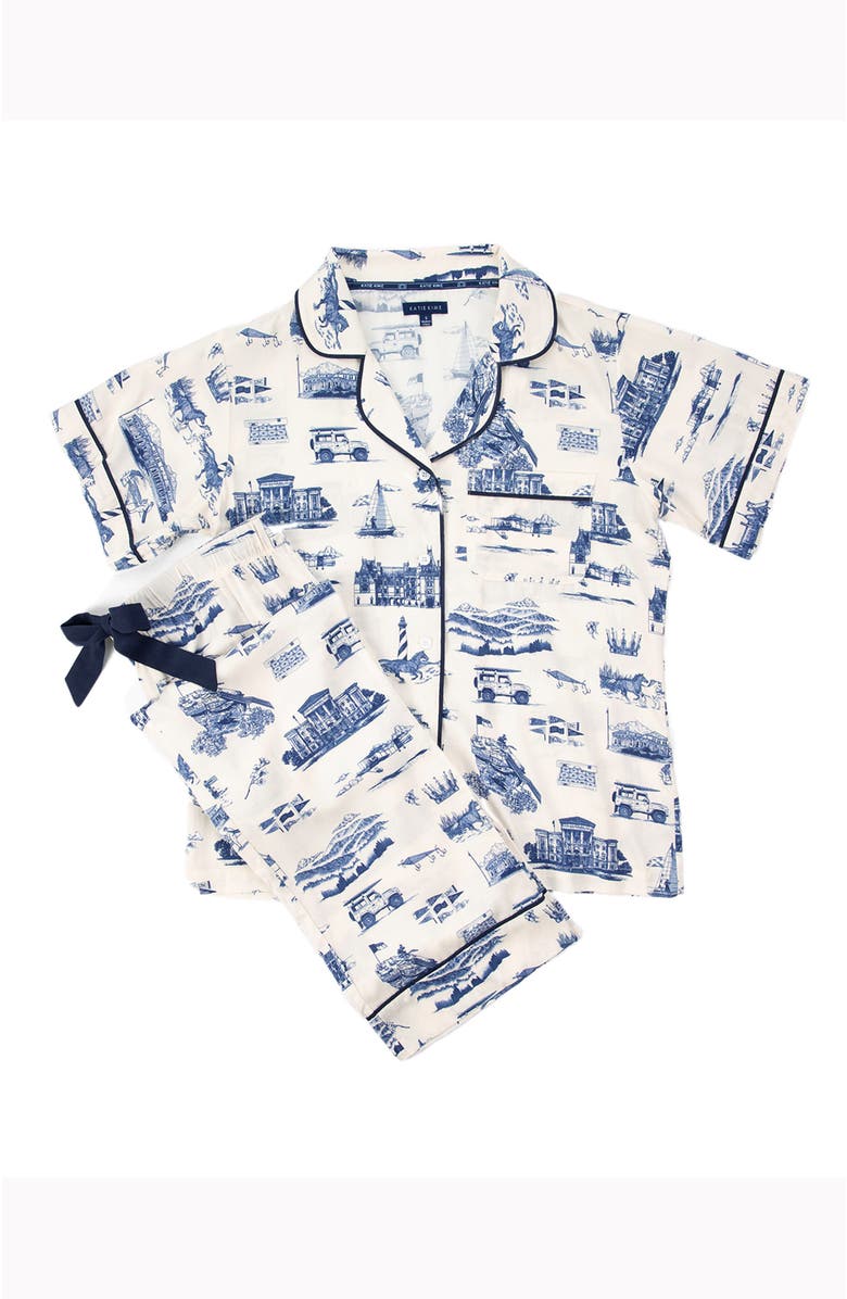 Katie Kime NC Toile Pant Set, Alternate, color, Navy