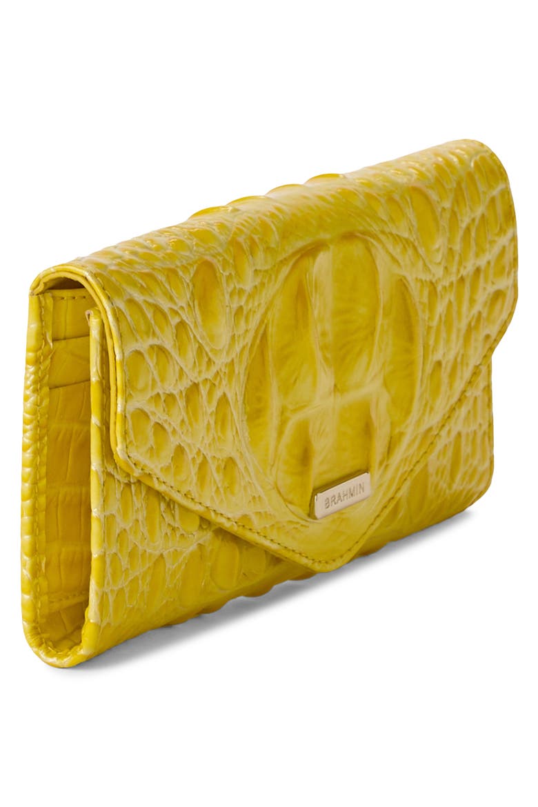 Veronica Croc Embossed Leather Wallet, Alternate, color, VIVID YELLOW