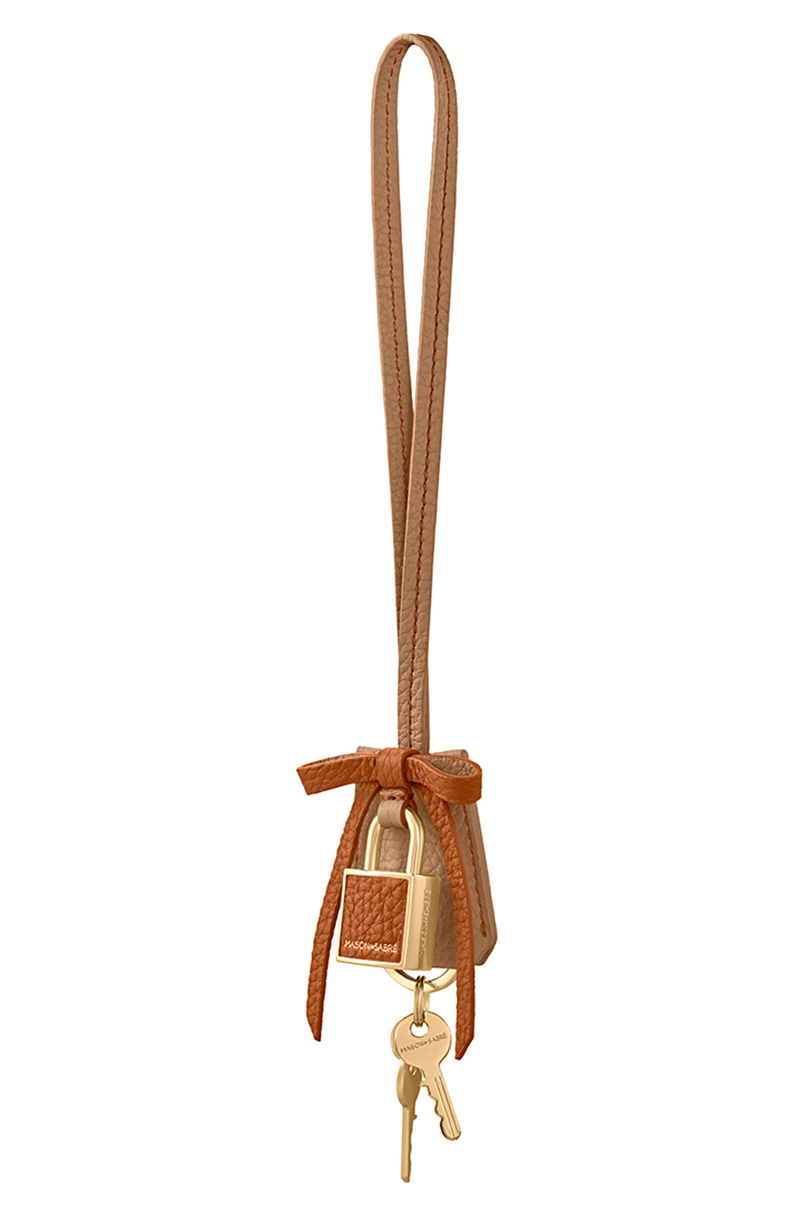 MAISON de SABRÉ The Bow Padlock Charm, Alternate, color, Sandstone Pecan