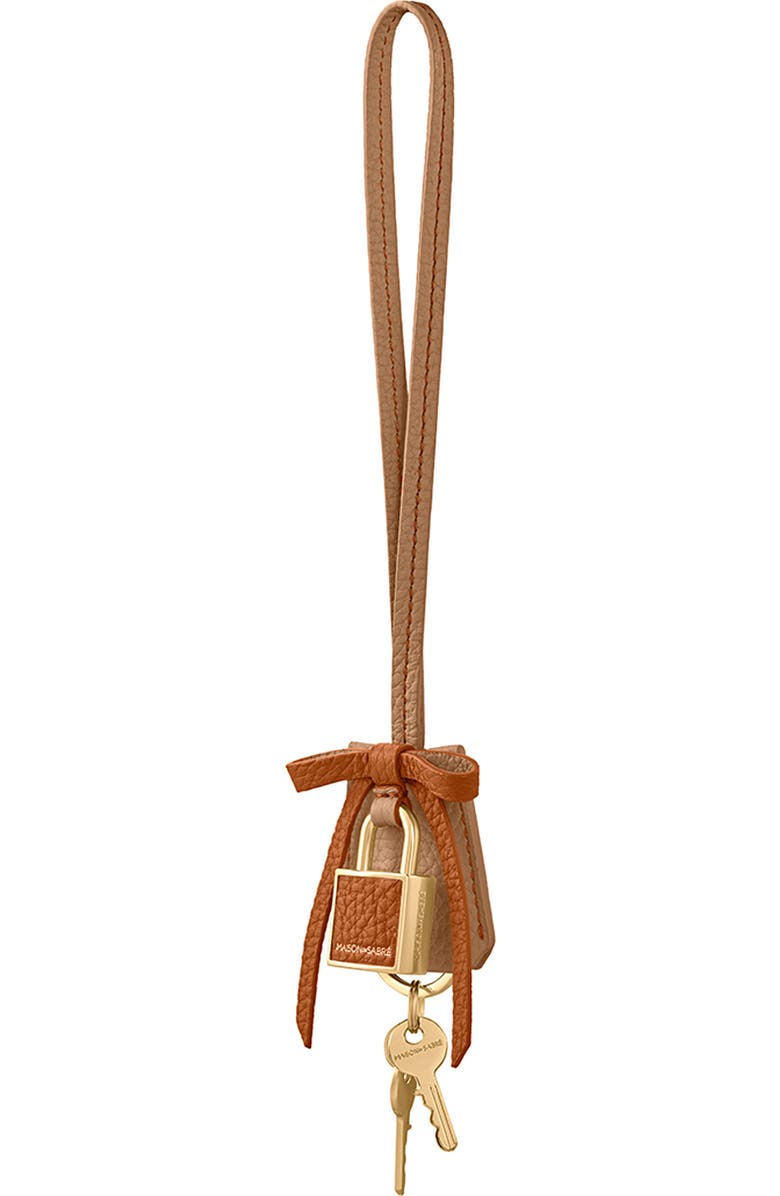 MAISON de SABRÉ The Bow Padlock Charm, Alternate, color, Sandstone Pecan
