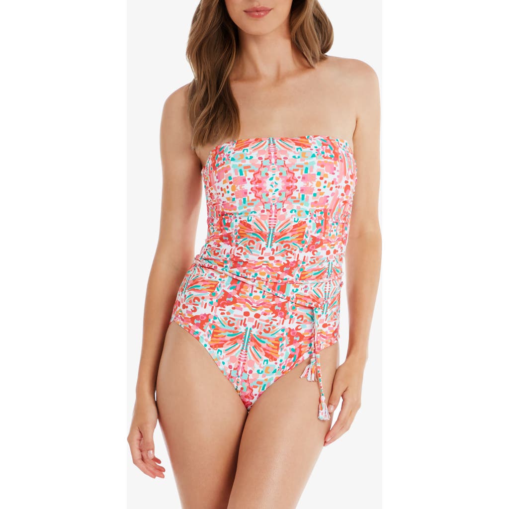 Helen Jon Tassel Belt Bandeau One-piece In Jungle De Rio