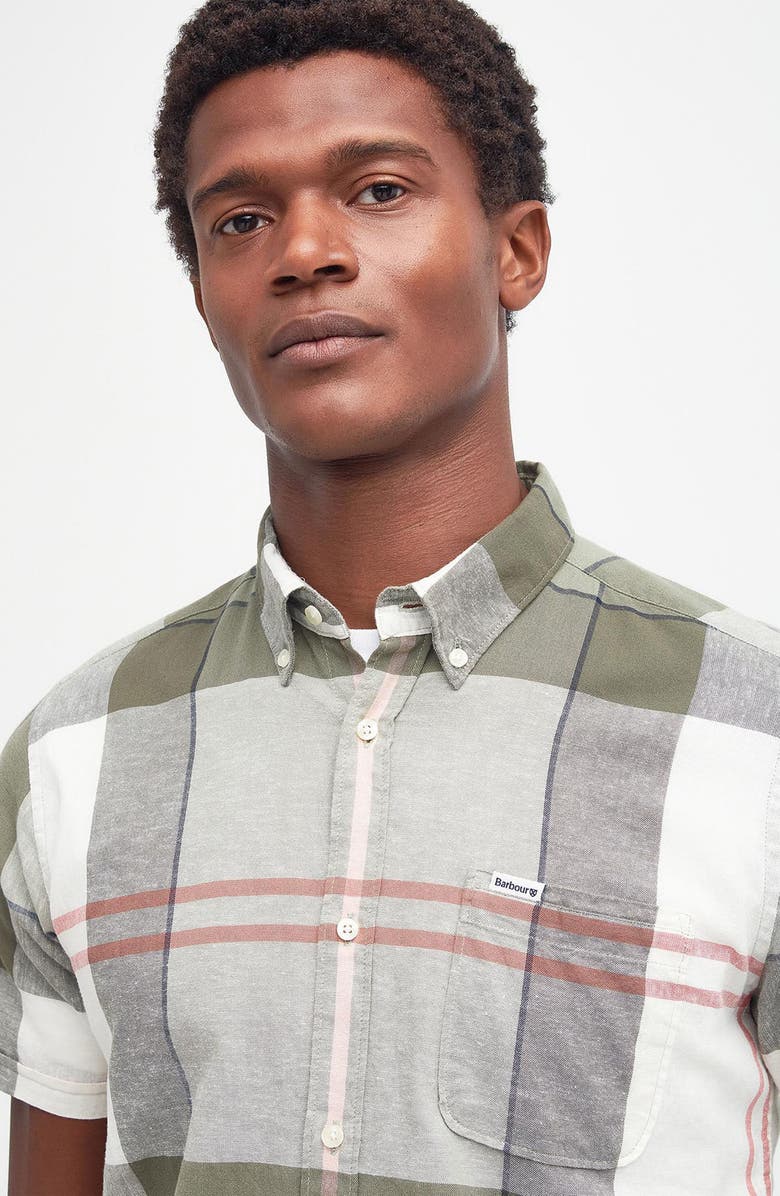 Barbour Men's Douglas Tailored Fit Plaid Short Sleeve Cotton & Linen Button-Down Shirt, Alternate, color, 