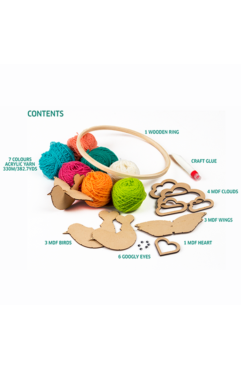 Chalk & Chuckles Yarn birds Craft Kit, Alternate, color, NO COLOR