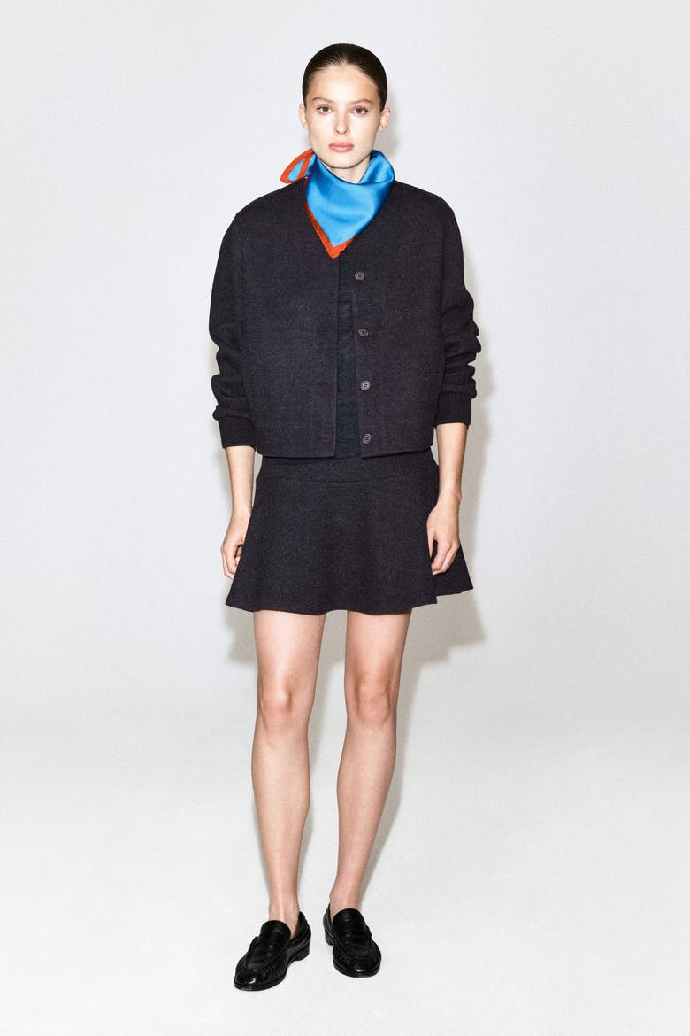 Boiled Wool-Blend Mini Skirt, Alternate, color, CHARCOAL MÉLANGE