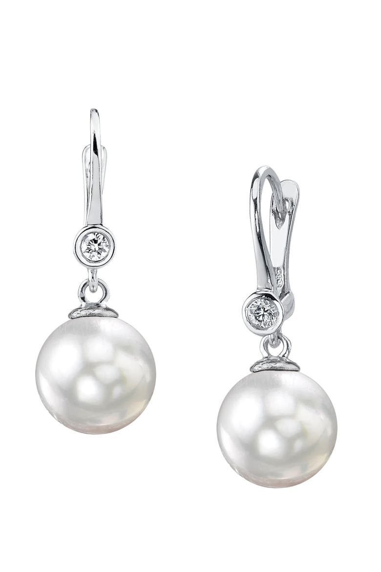 South Sea Pearl & Diamond Michelle Earrings, Main, color, White Gold