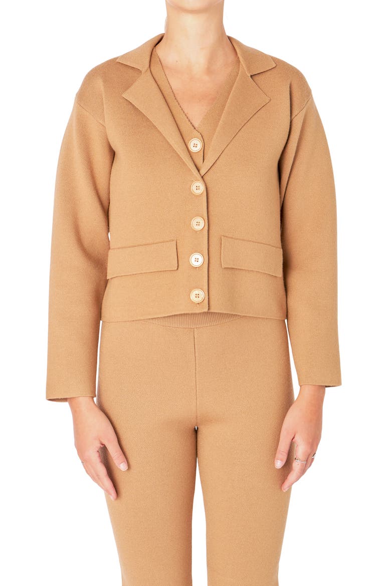 Sweater Blazer, Alternate, color, CAMEL
