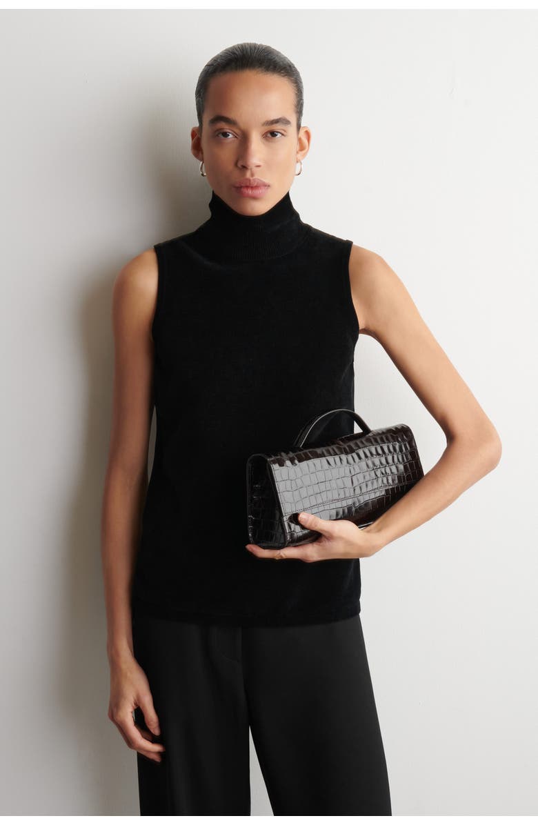 COS Chenille Mock-Neck Vest, Main, color, Black