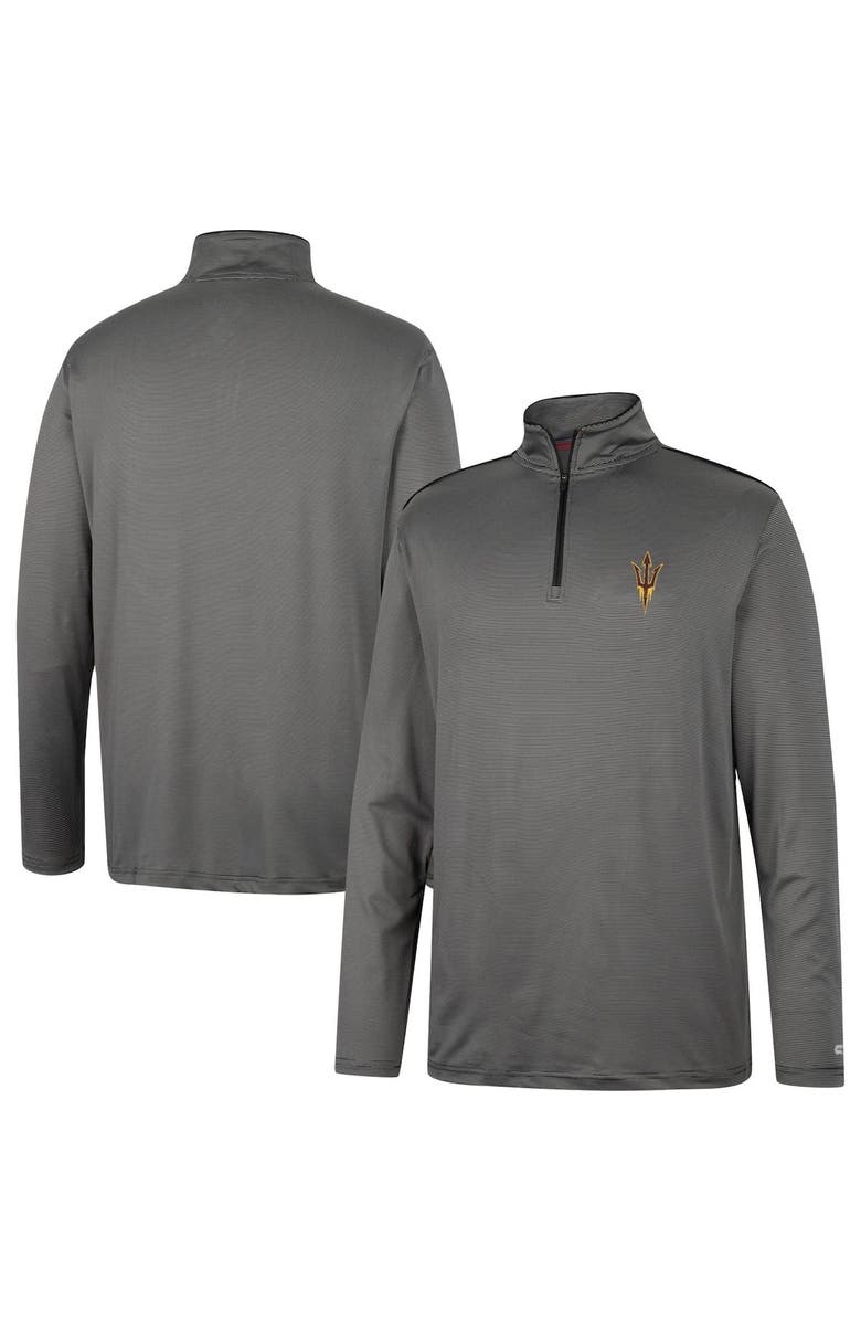 COLOSSEUM Men's Colosseum Charcoal Arizona State Sun Devils Logo Quarter-Zip Windshirt, Main, color, 