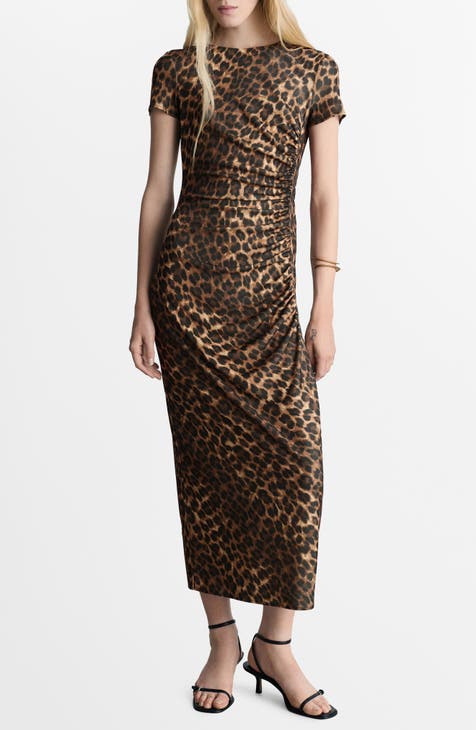 Sea NY Women's Gathered Midi Animal Print shops Sequins Dress, 8