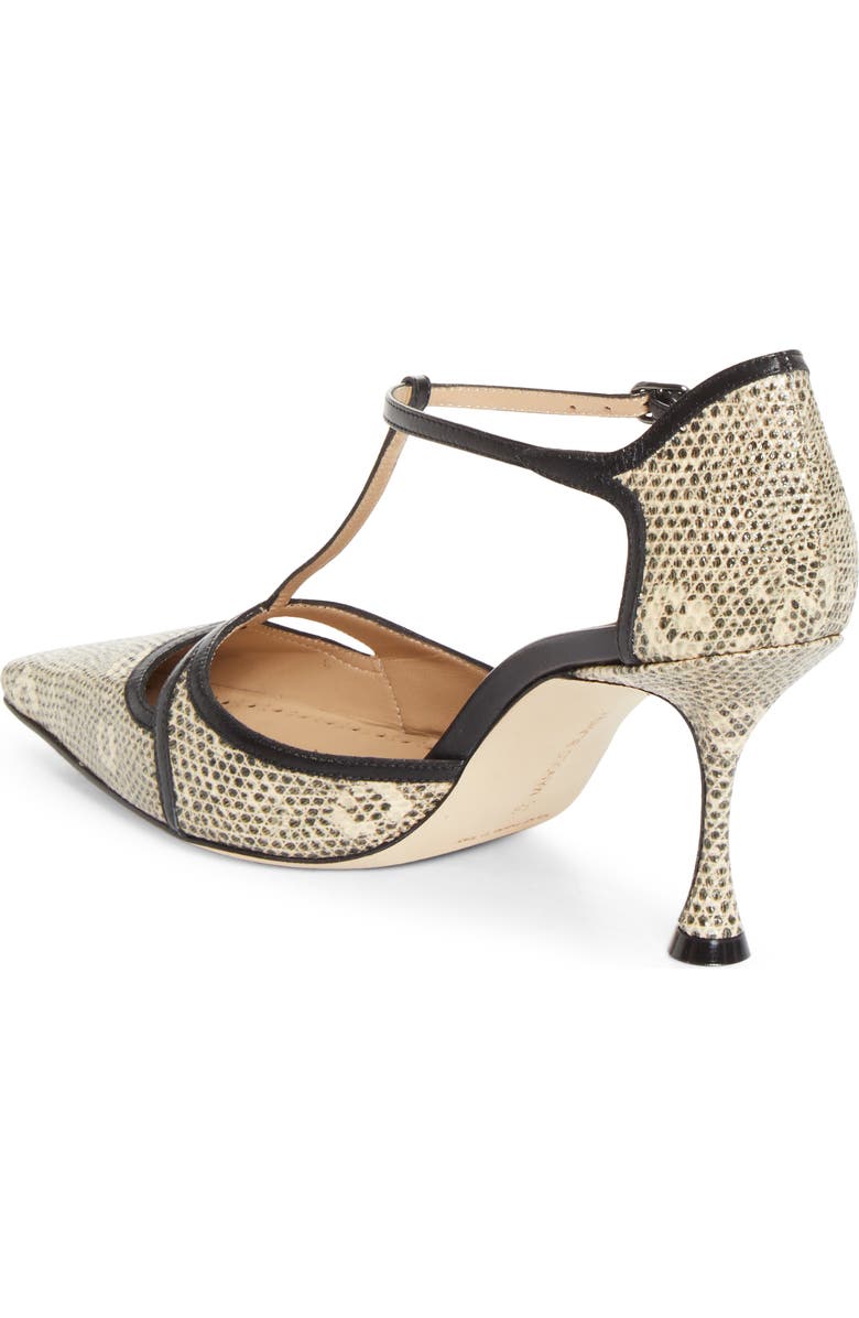 Manolo Blahnik Gish T-Strap Pump, Alternate, color, Ivory/Black