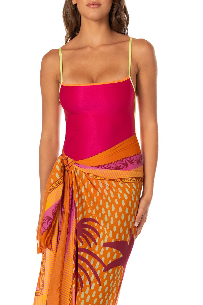 Mistic Garden Isla Cover-Up Pareo, Alternate, color, OPEN ORANGE