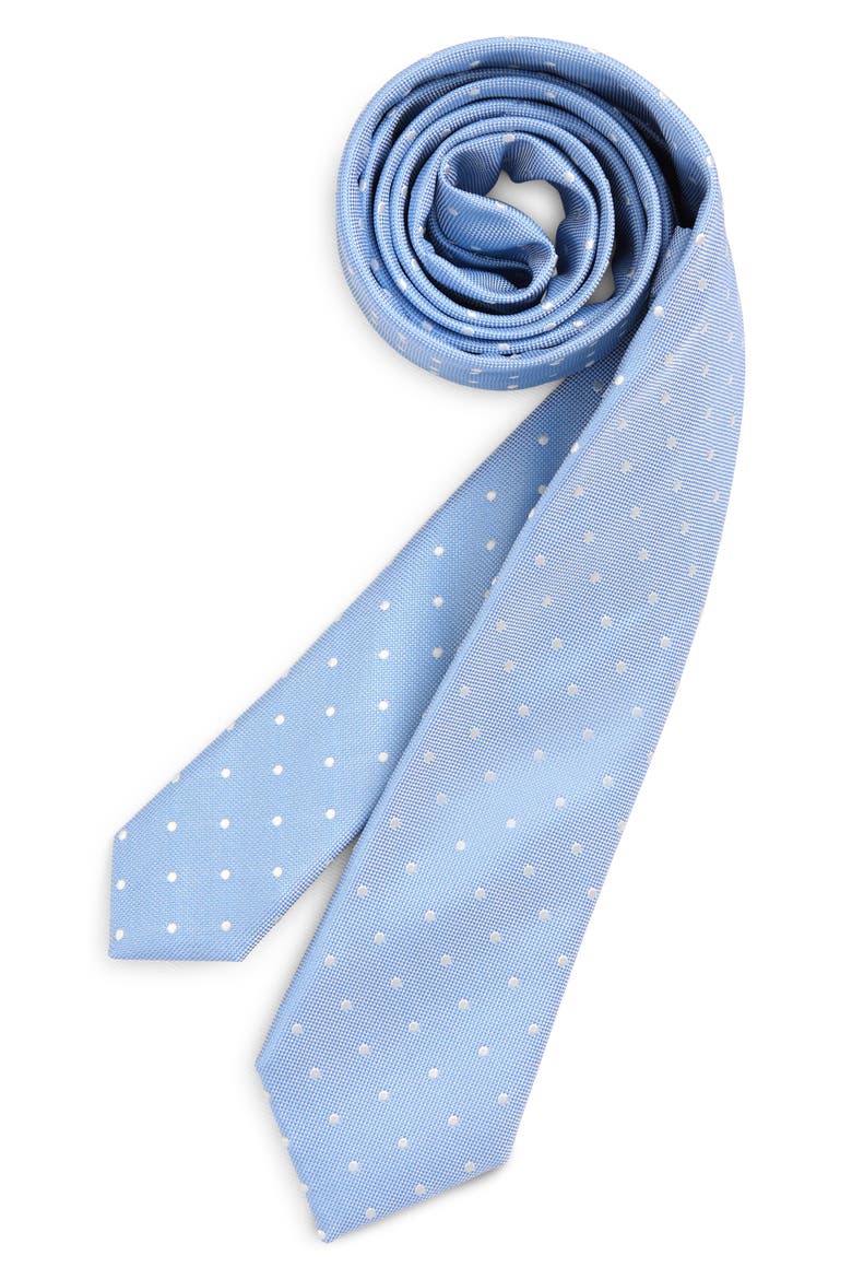 Kids' Francesco Dot Print Silk Tie, Main, color, FRANCESCO DOT LIGHT BLUE