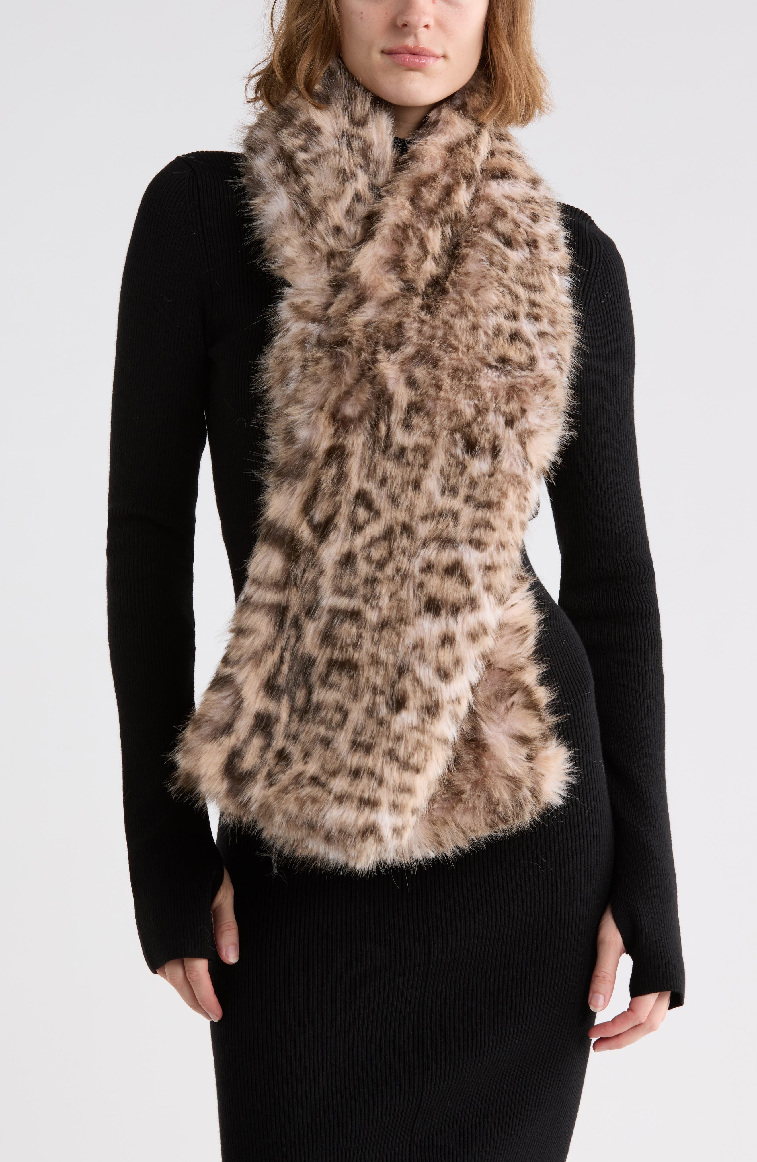 Leopard Faux Fur Pull-Through Scarf